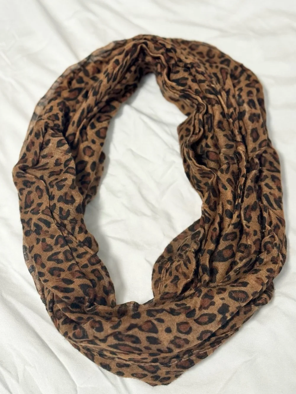 3 Pc Scarf Bundle Leopard Green Beige Lightweight Infinity Wrap Lot - Picture 4 of 8